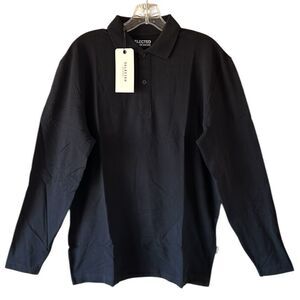 NEW Selected Homme Men's Black Polo Shirt